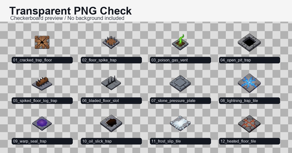 和風RPG ダンジョン床罠・仕掛けアイコン 12PNG / Japanese RPG Dungeon Trap Icons