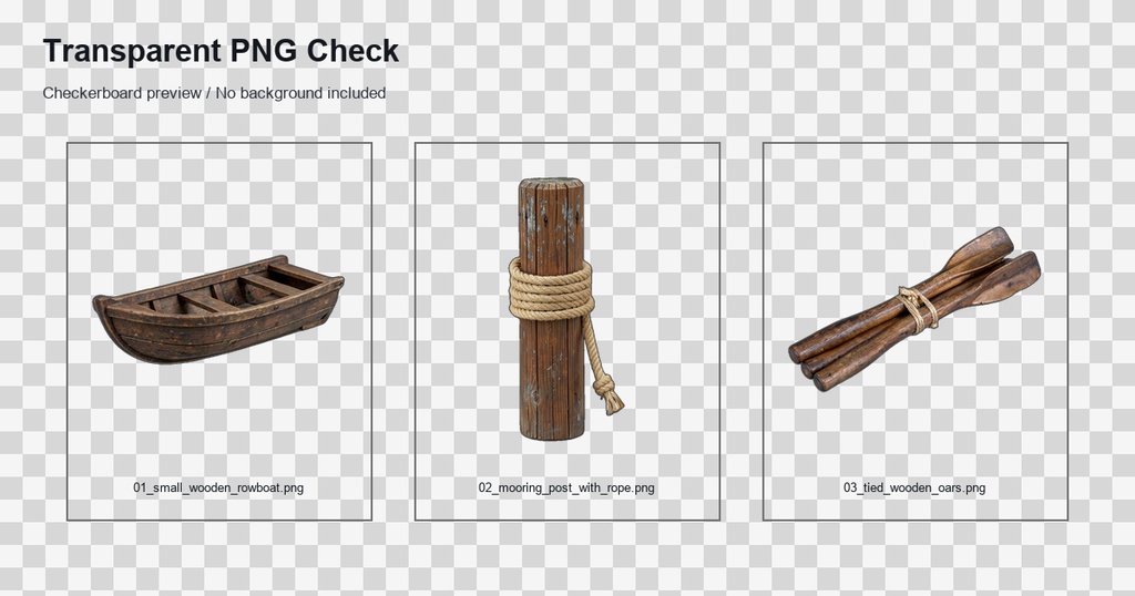 和風 川辺・船具小物 3PNGセット / Japanese Riverside Boat Gear Props - 3 PNG Set