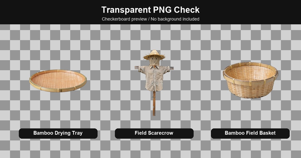 和風 農村・畑仕事小物 3PNGセット / Japanese Rural Farm Work Props - 3 PNG Set