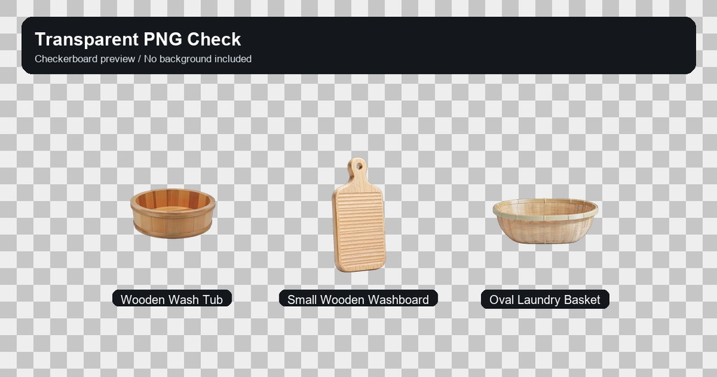 和風 洗濯・水仕事小物 3PNGセット / Japanese Laundry & Water Work Props - 3 PNG Set