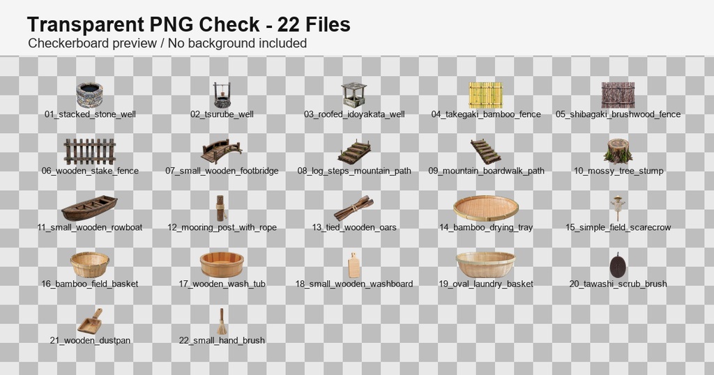 和風 村・農村・生活小物バンドル 22PNGセット / Japanese Village Life & Rural Props Bundle - 22 PNG Set