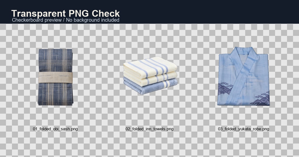 和風 旅籠・客室小物 3PNGセット / Japanese Inn Room Props - 3 PNG Set