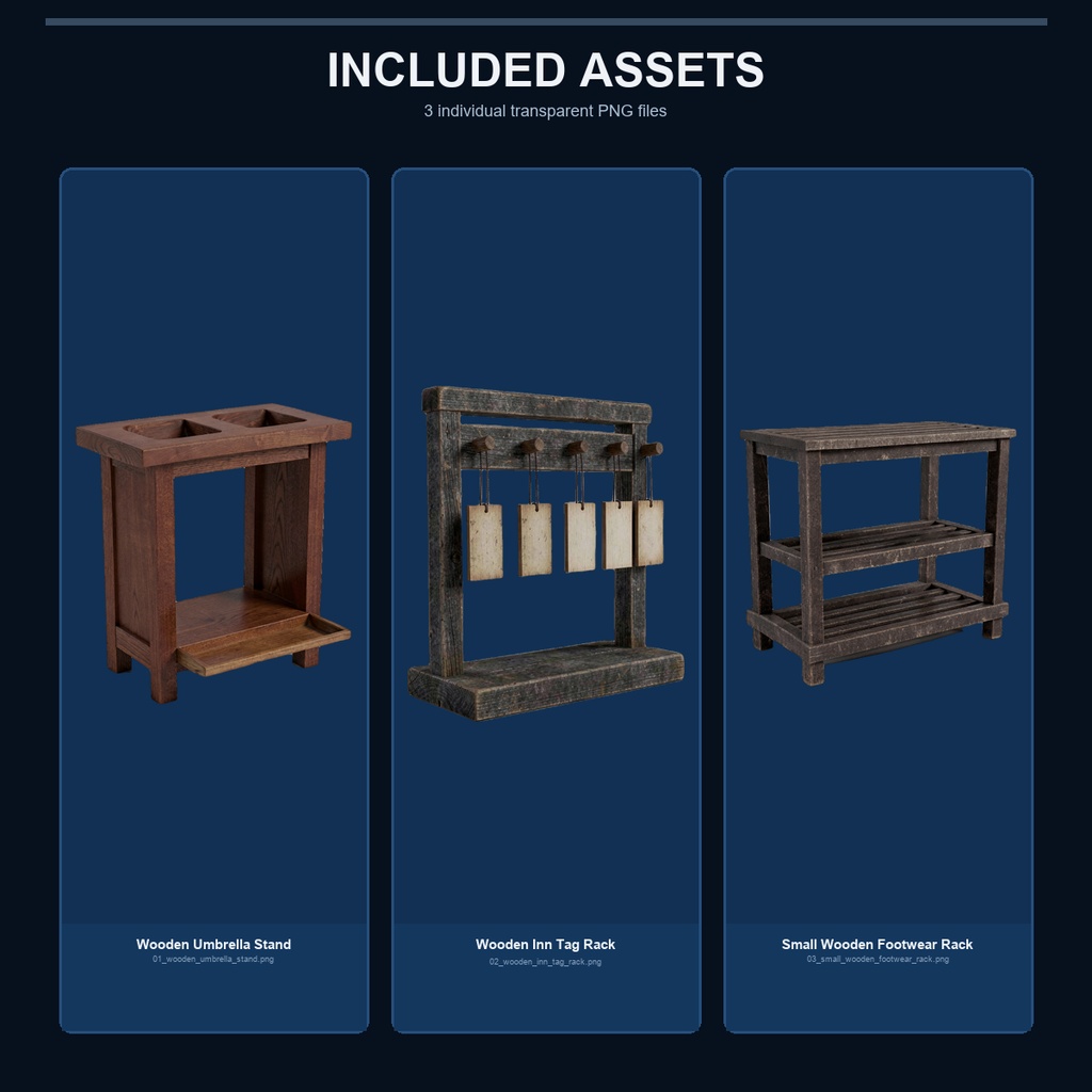 和風 旅籠 玄関・帳場小物 3PNGセット / Japanese Inn Entrance & Reception Props - 3 PNG Set