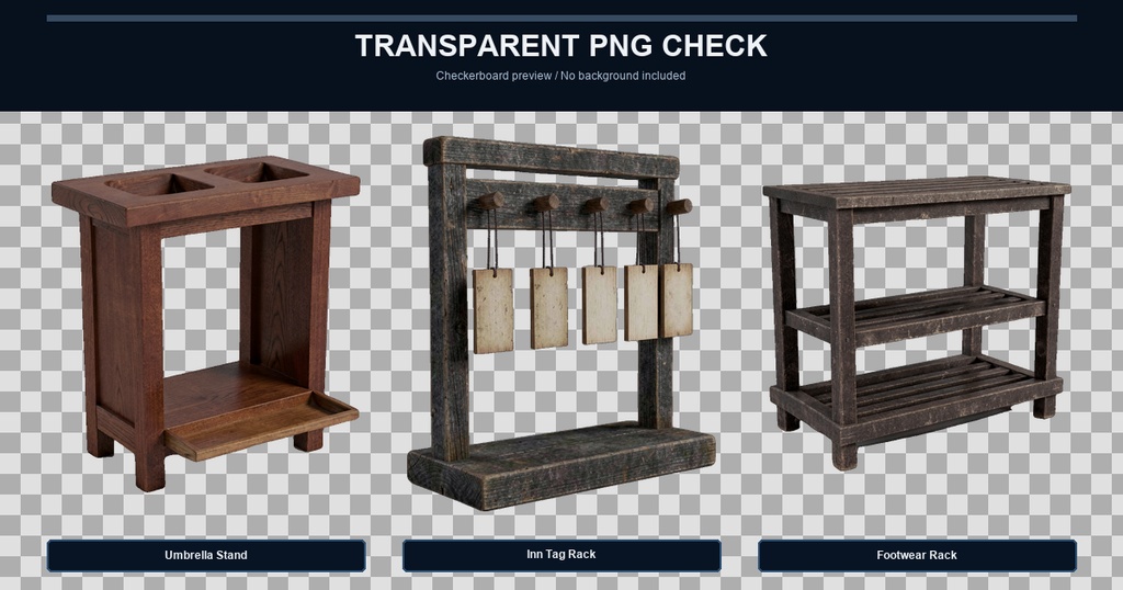 和風 旅籠 玄関・帳場小物 3PNGセット / Japanese Inn Entrance & Reception Props - 3 PNG Set