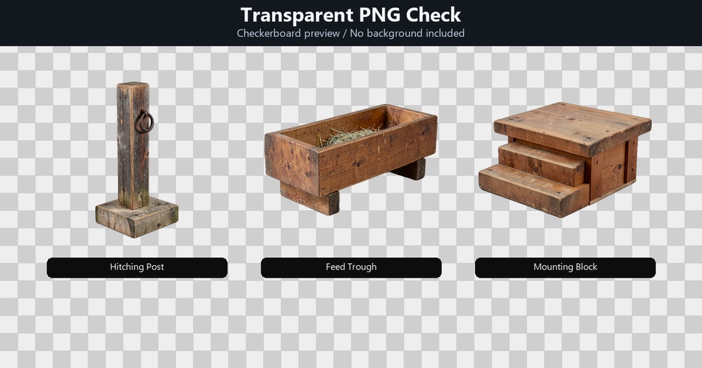 和風 宿場町・馬宿小物 3PNGセット / Japanese Post Town Stable Props - 3 PNG Set