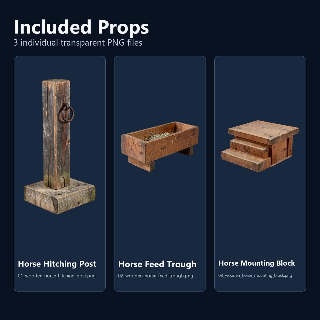 和風 宿場町・馬宿小物 3PNGセット / Japanese Post Town Stable Props - 3 PNG Set