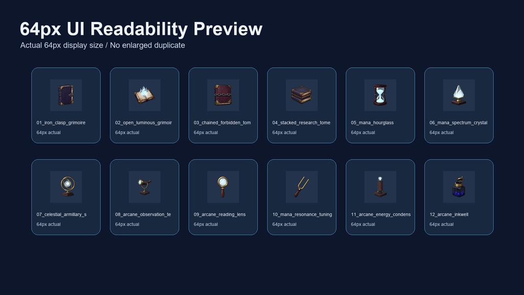 ファンタジーRPG 魔導書・魔術研究器具アイコン 12PNGセット / Fantasy RPG Grimoires & Arcane Research Instruments