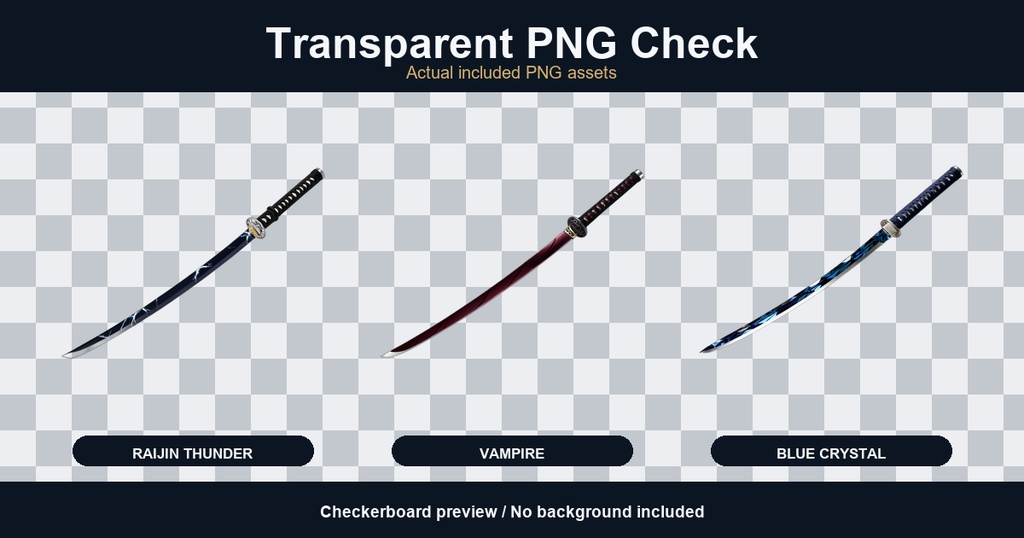 和風ファンタジー刀 3PNGセット / Japanese Fantasy Katana - 3 PNG Set