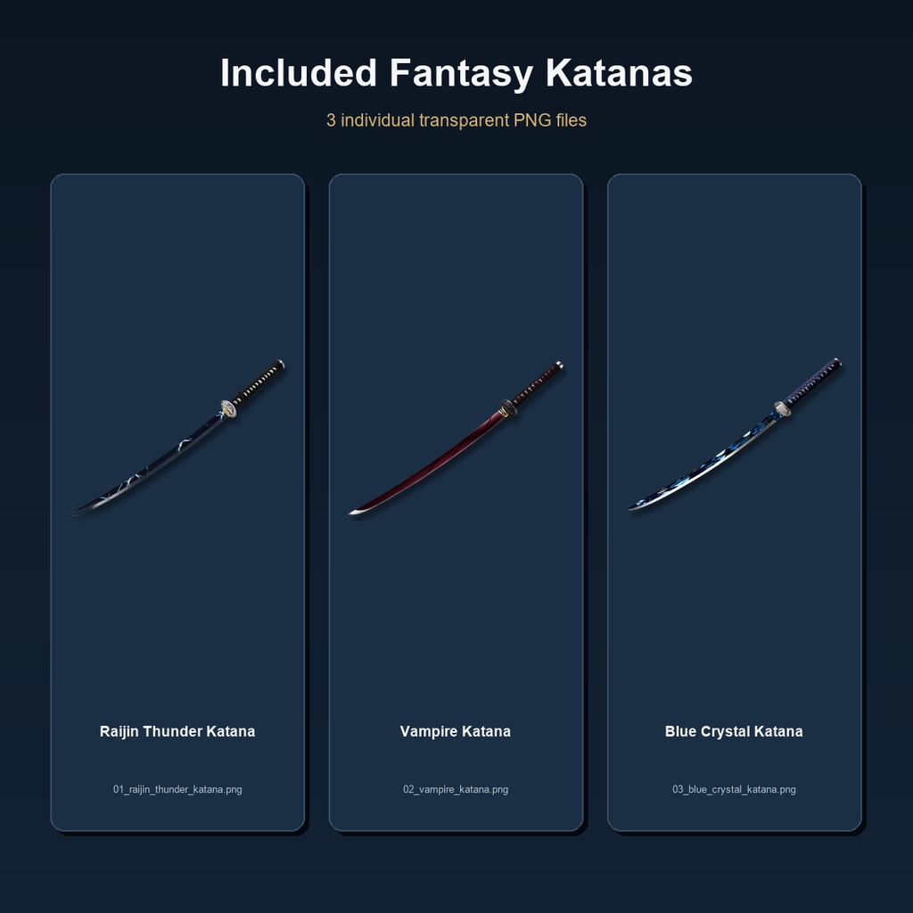 和風ファンタジー刀 3PNGセット / Japanese Fantasy Katana - 3 PNG Set