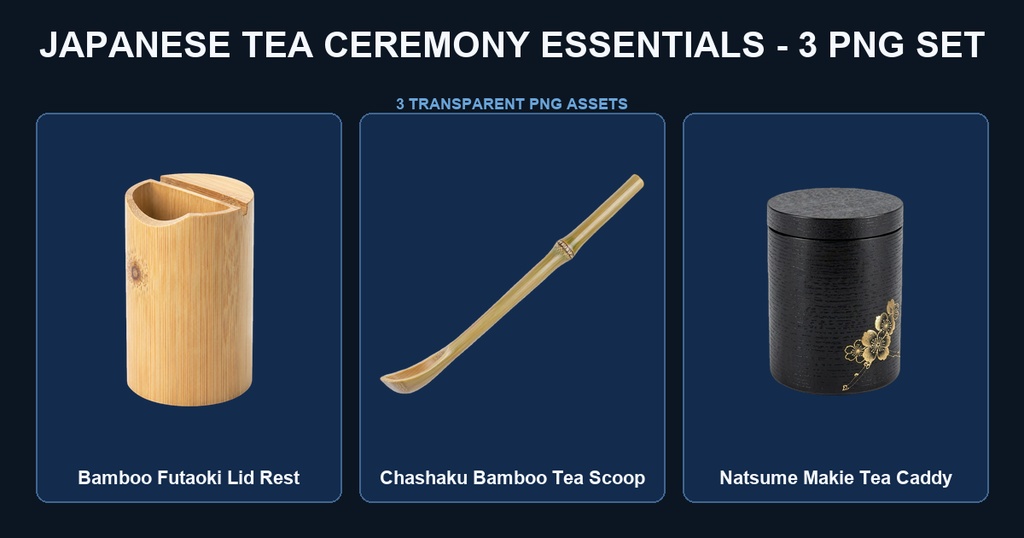 和風 茶道具・茶室小物 3PNGセット / Japanese Tea Ceremony Props - 3 PNG Set