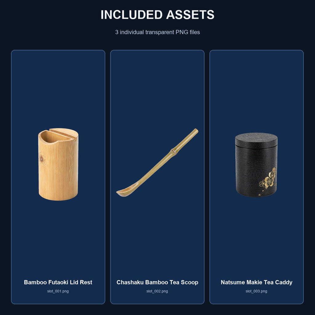 和風 茶道具・茶室小物 3PNGセット / Japanese Tea Ceremony Props - 3 PNG Set