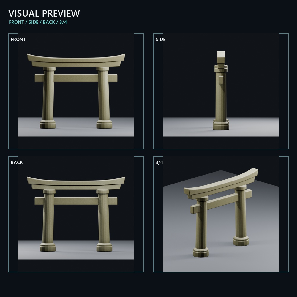 和風 鳥居 3Dモデル|Japanese Shrine Torii Gate|GLB