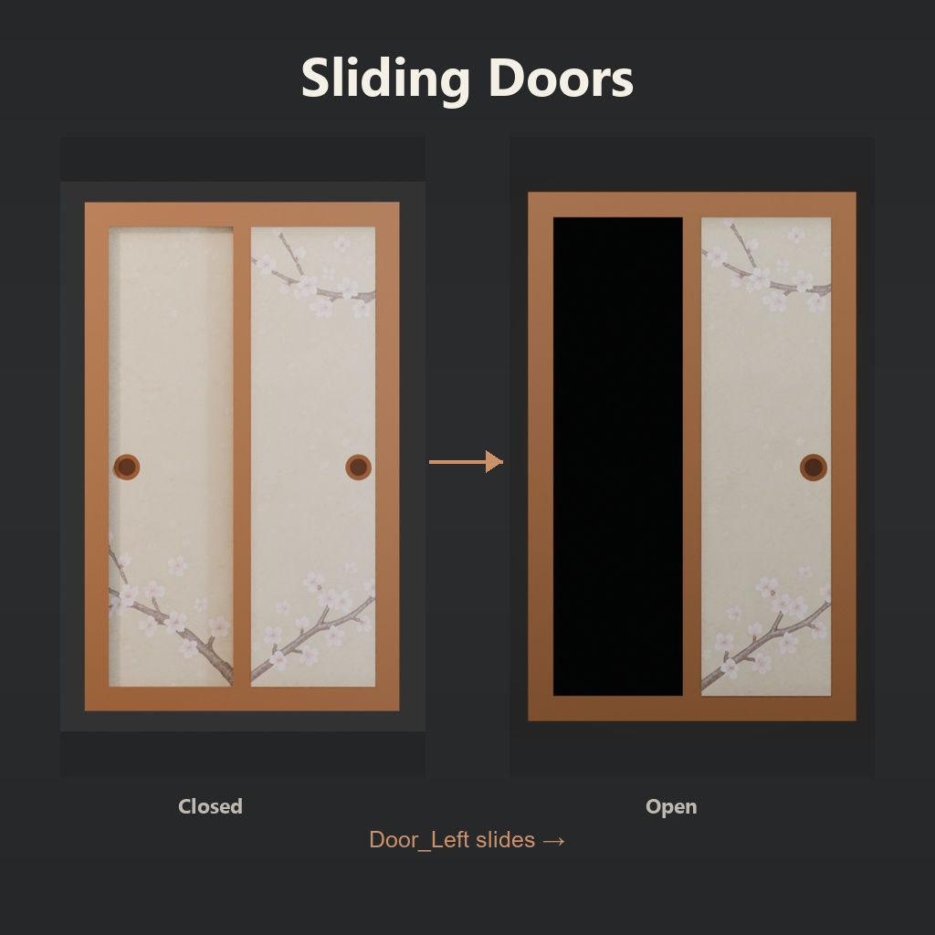 【3Dモデル】和風の襖 3種セット|可動式・GLB / Japanese Fusuma Sliding Doors
