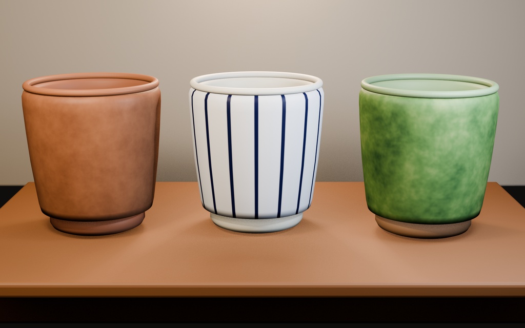 和風 湯呑み 3Dモデル 3種セット | Japanese Yunomi Tea Cups 3D Set