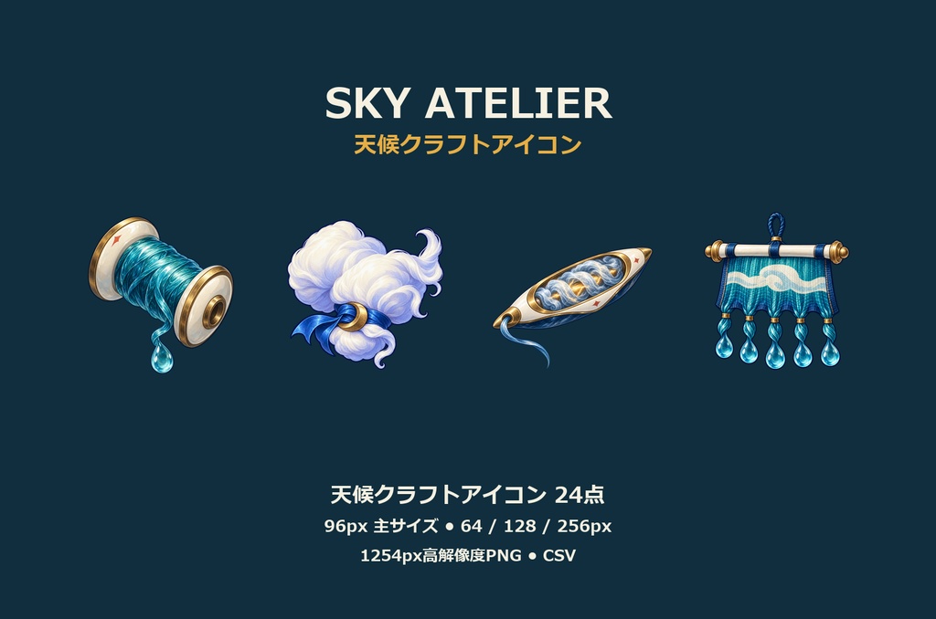 天候クラフトアイコン24点|SKY ATELIER【ゲーム素材・UI・透過PNG】