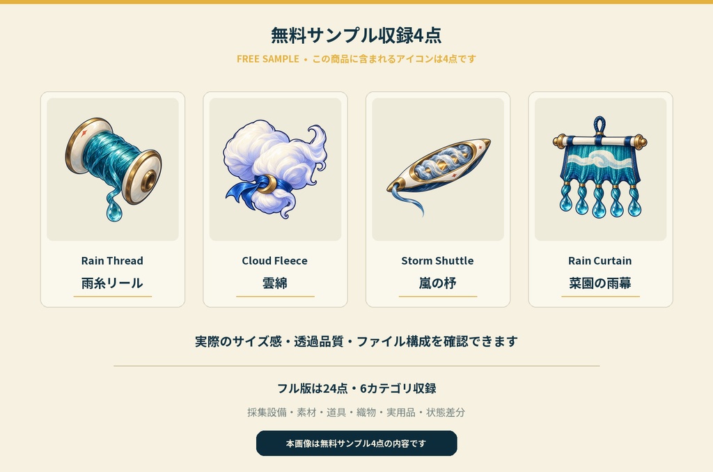 天候クラフトアイコン 無料サンプル4点|SKY ATELIER【ゲーム素材・透過PNG】