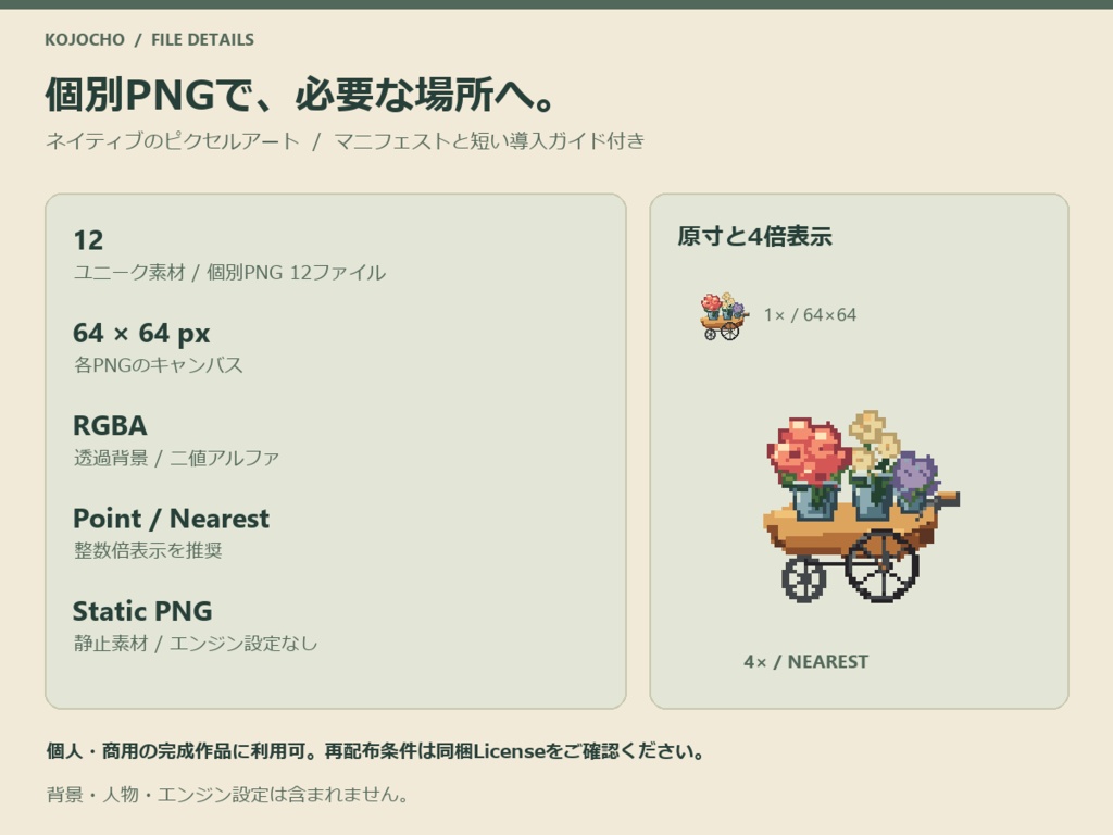 日本の花屋 ピクセル素材 12点セット