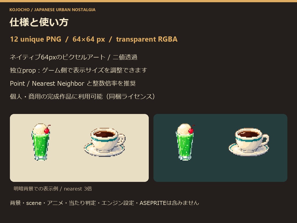 昭和レトロ喫茶店 ピクセル素材 12点セット