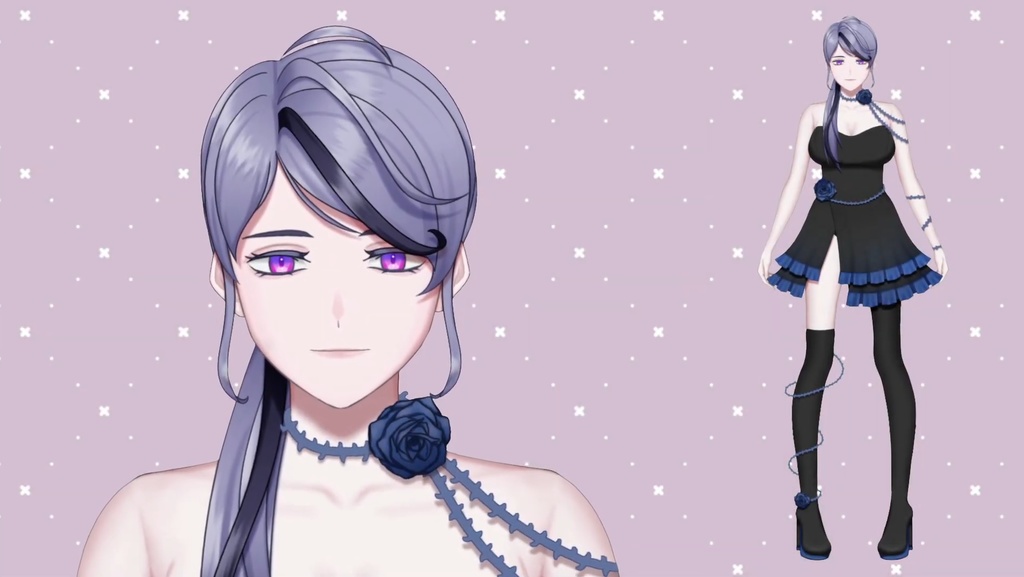 【限定1点-VTS】live2dモデル live2d model Blue rose girl