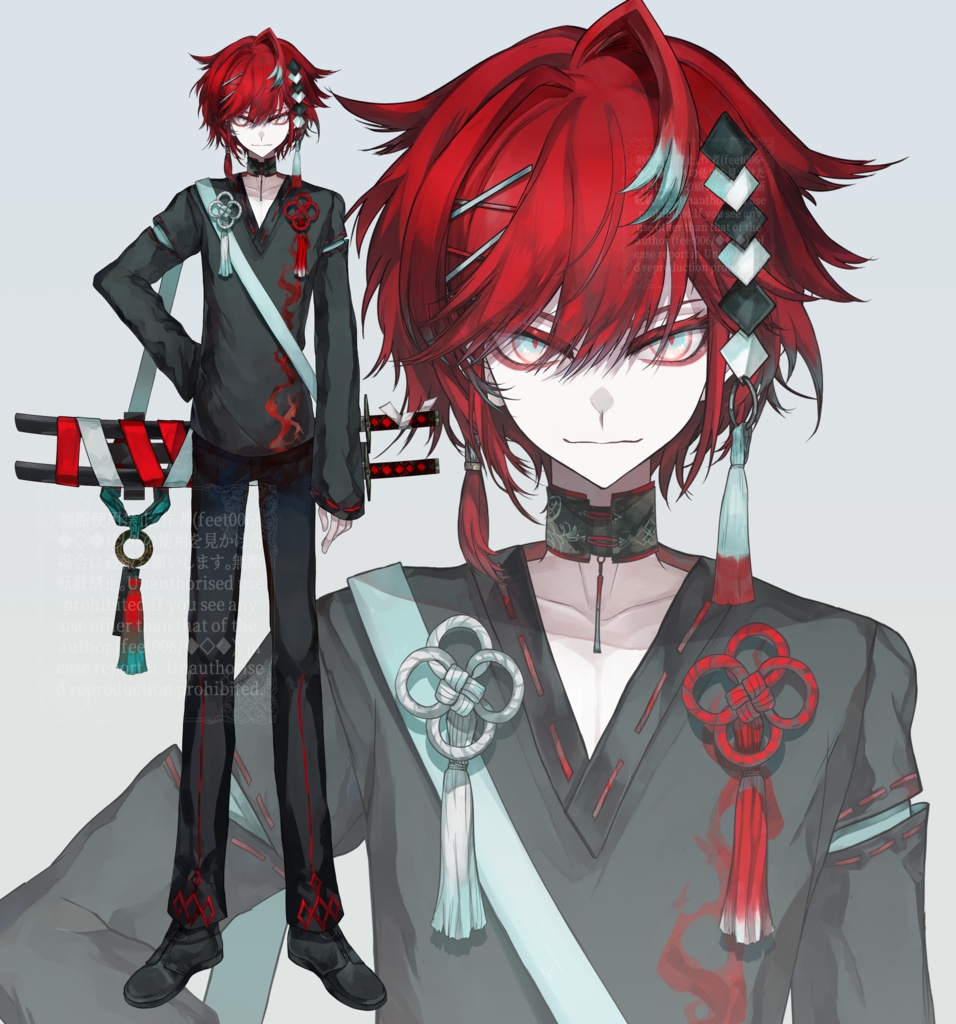 【展示】和風赤髪モデル