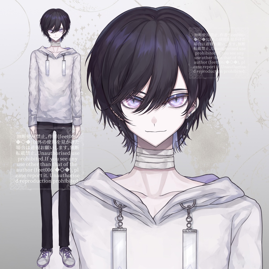 【展示】黒髪/白パーカーモデル