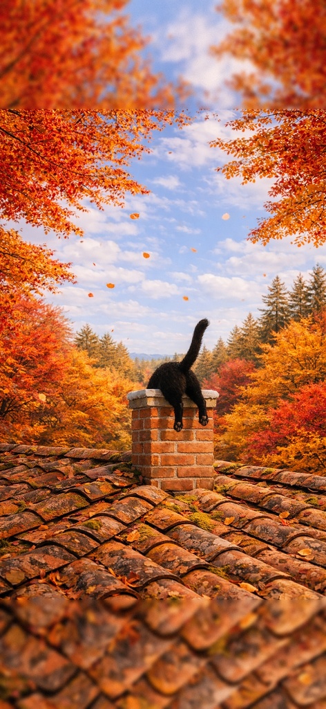 煙突猫の四季壁紙|iPhone用デジタル壁紙4枚セット