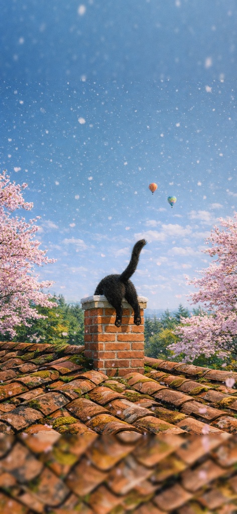 煙突猫の四季壁紙|iPhone用デジタル壁紙4枚セット