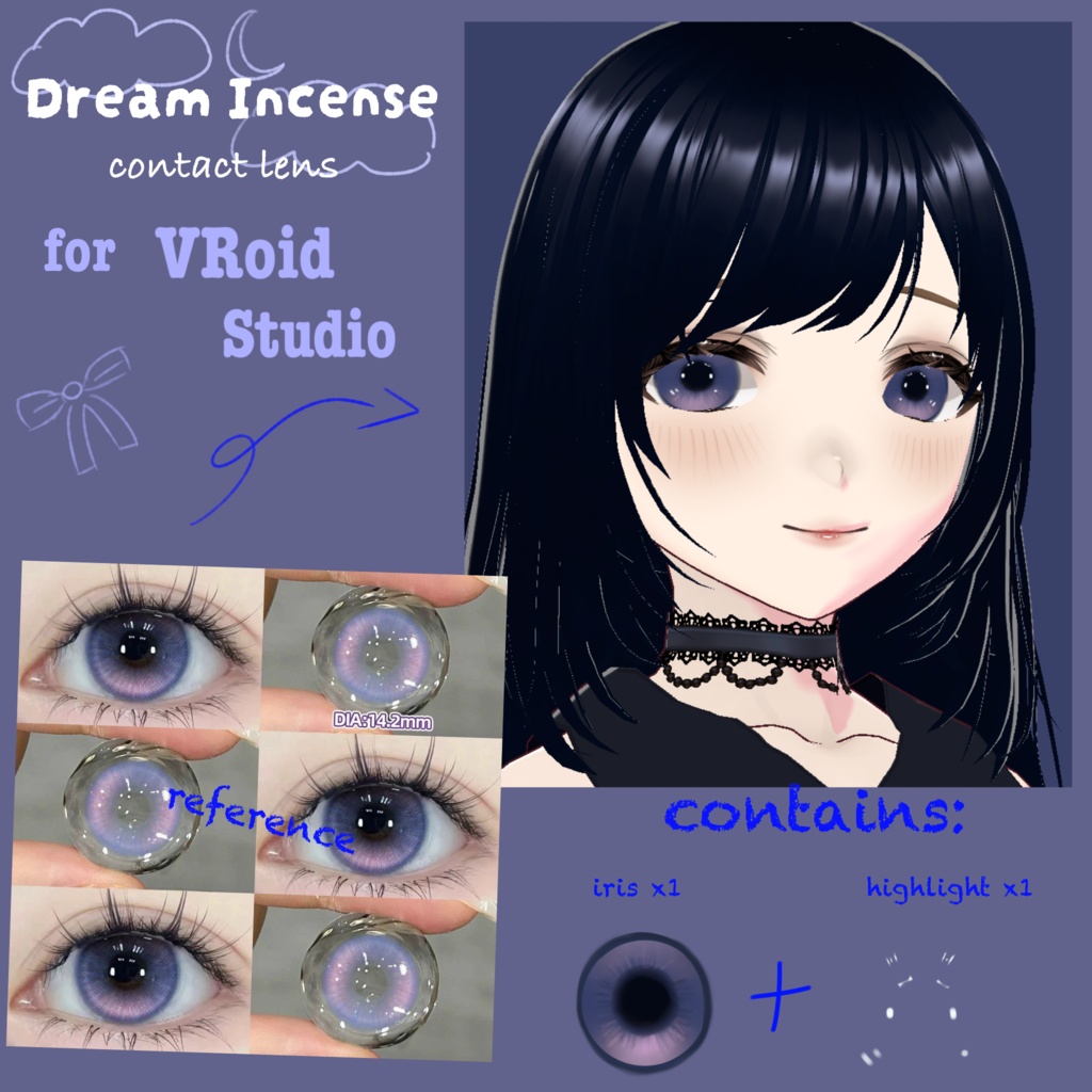 INSPIRED BY Dream Incense lens (iris + highlight) for VRoid Studio (Free!)