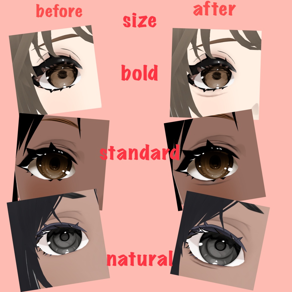 3-Size Aegyosal Makeup FREE! for VRoid Studio RECOLORABLE (under-eye makeup, silkworm, eye bags)