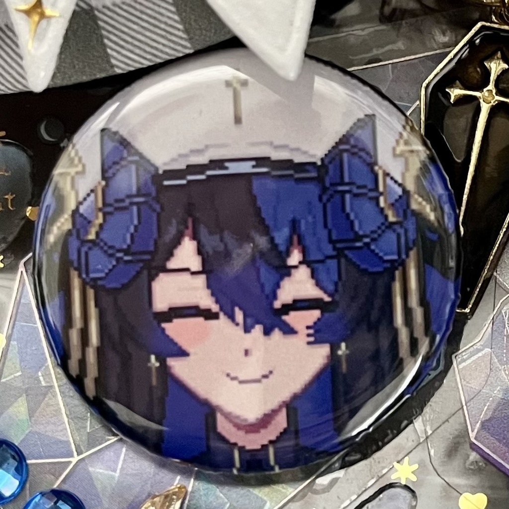 OC缶バ/表情たくさん‼️ドット絵雨音💙✨