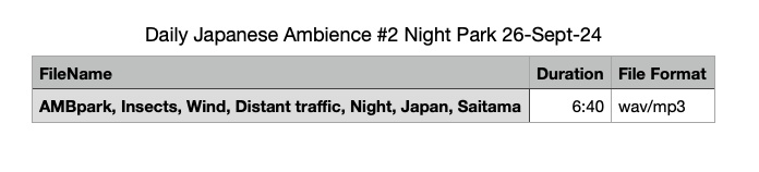 Daily Japanese Ambience #2 Park Night September