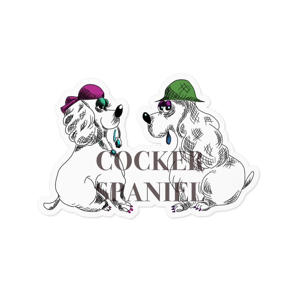 コッカー夫妻ステッカー
