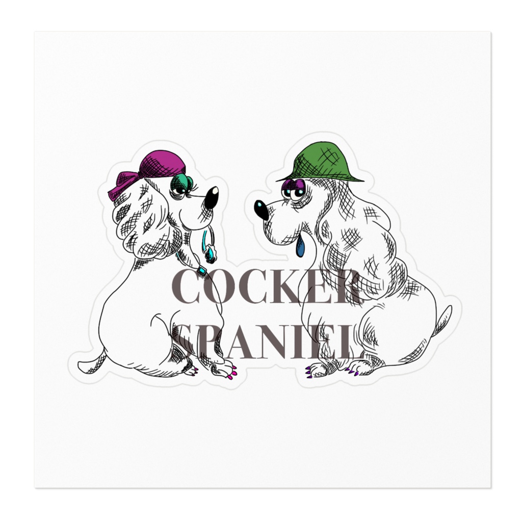 コッカー夫妻ステッカー