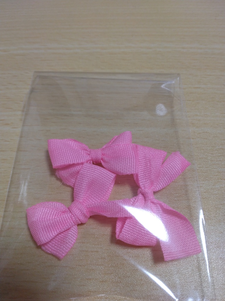 りぼんパーツ小　ピンク（3個セット）