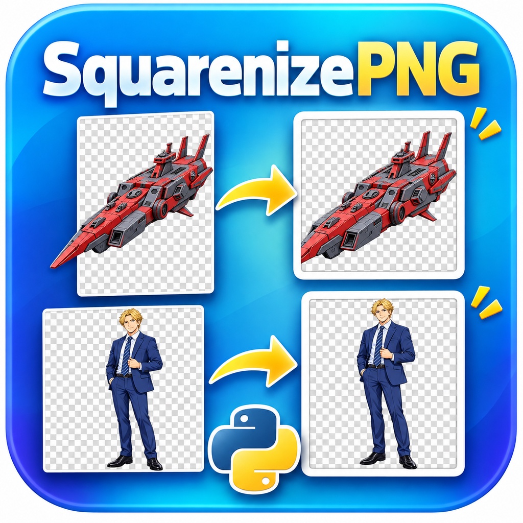 透過PNG画像一括正方形化ツール「SquarenizePNG」