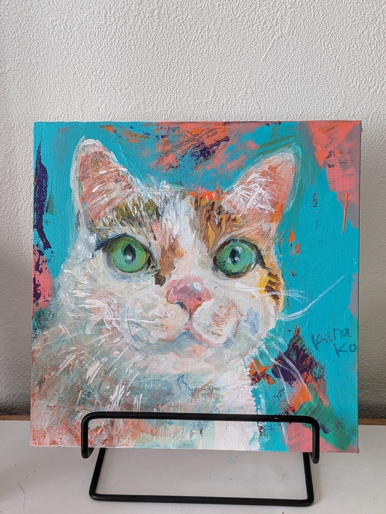 アクリル絵画 三毛猫