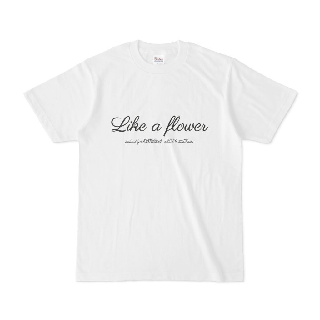【Like a flower】Tシャツ ロゴのみ  白地 ブラック
