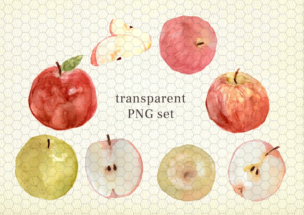 Watercolor Apple Pack- Transparent PNG
