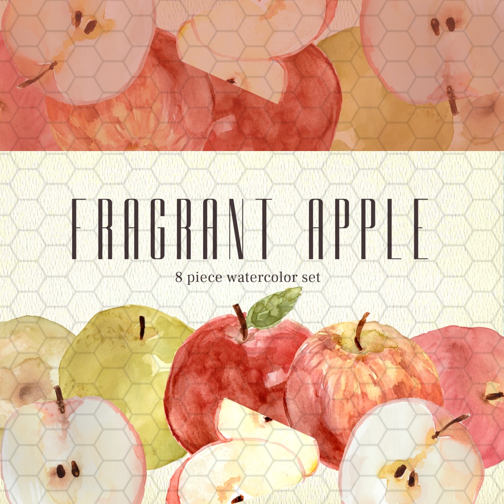 Watercolor Apple Pack- Transparent PNG