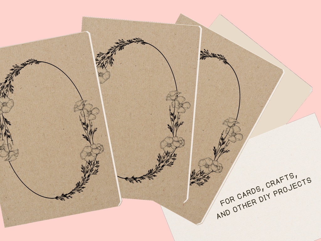 Botanical Line Poppy Borders- Transparent PNG Set
