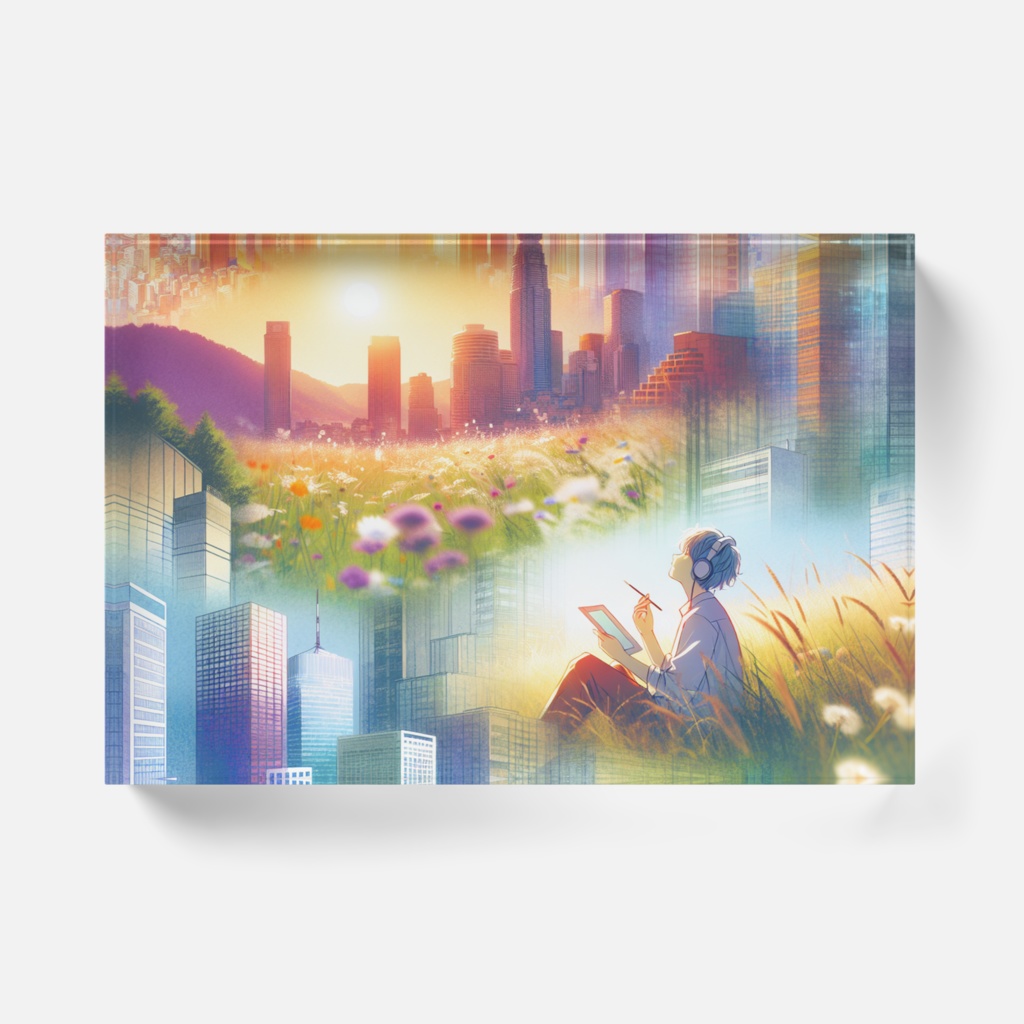 アクリルブロック(絵を描く少年)