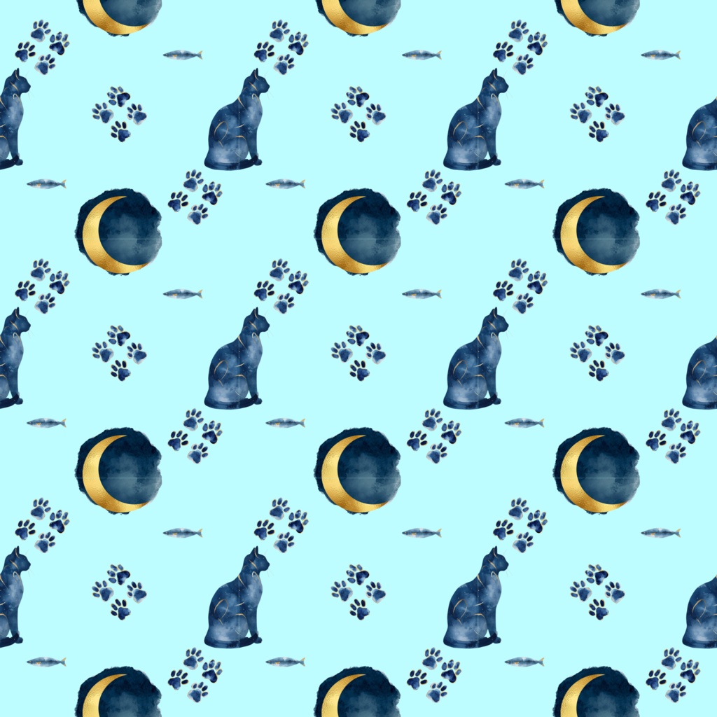デジタルシート　Moonlit Cat　蒼に溶ける月夜のネコ