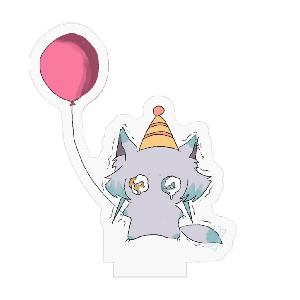 5周年記念 お祝い ケモこま (風船、口閉じ)