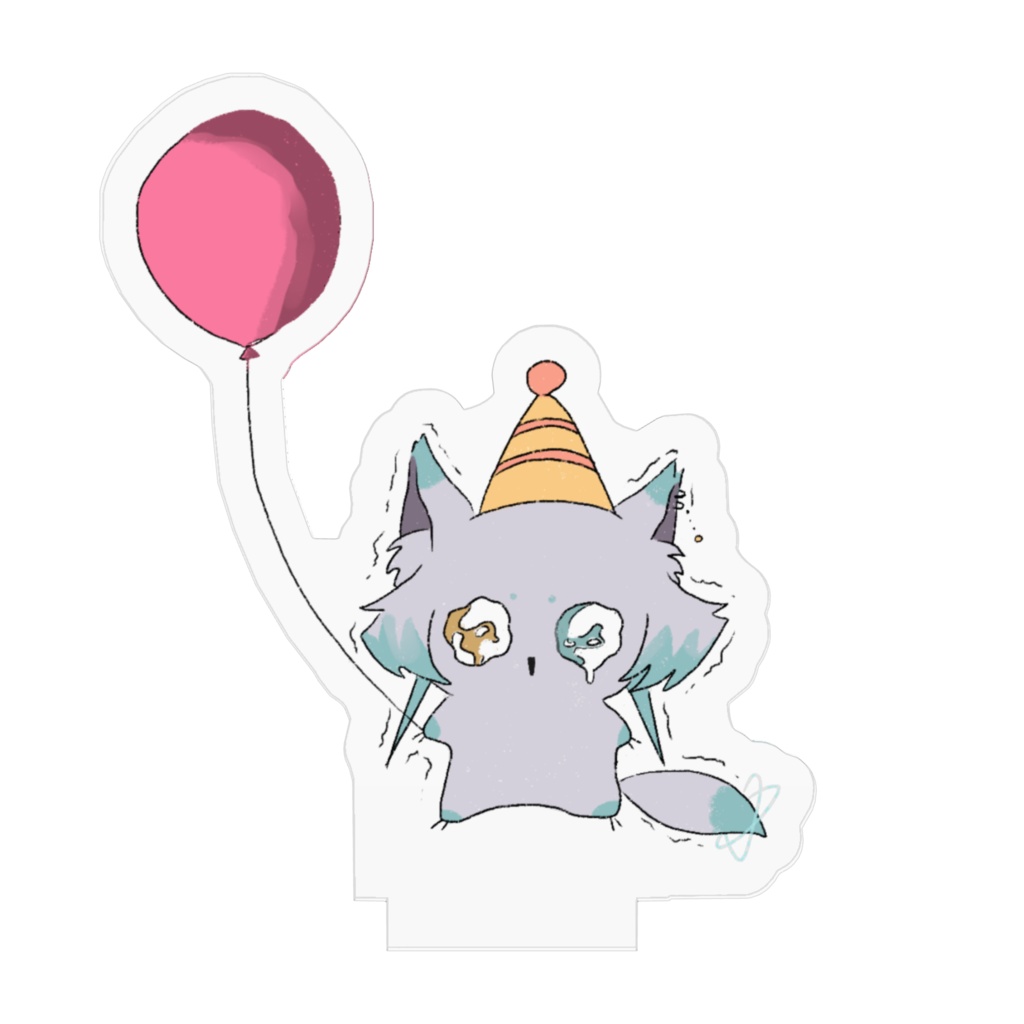 5周年記念 お祝い ケモこま (風船、口開け)