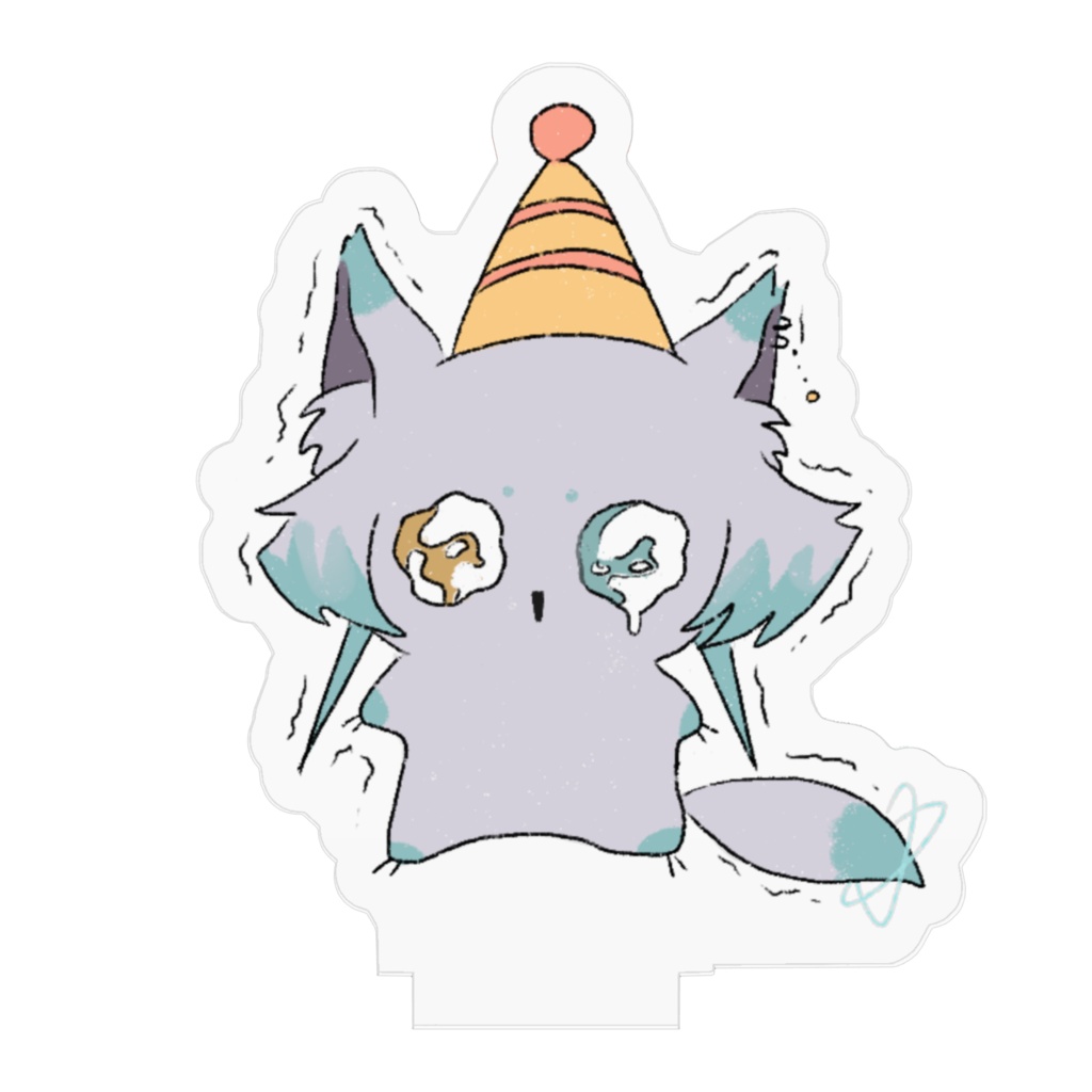 5周年記念 お祝い ケモこま (風船なし、口開け)