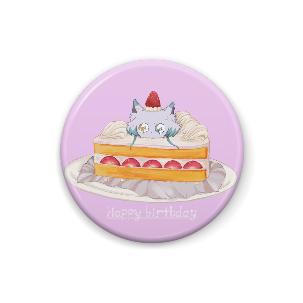 Happy birthday ケモこま 缶バッジ