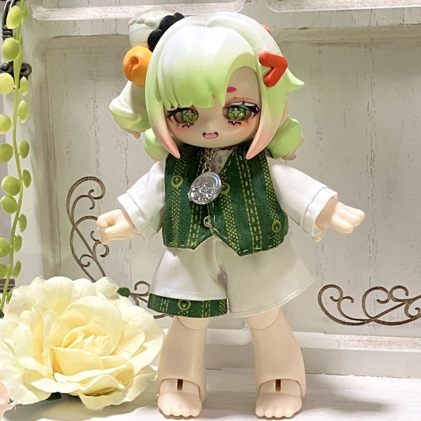 【ドール】1/12size:白うさぎのベスト4点セット