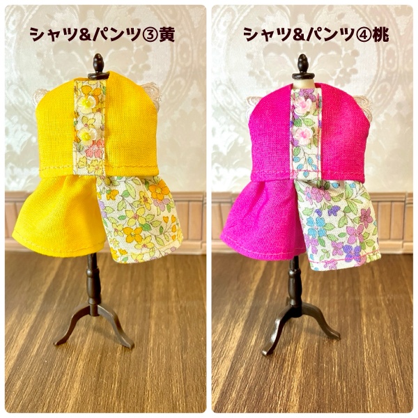 【ドール】1/12size:虫虫カフェのお花のシャツ&パンツセット