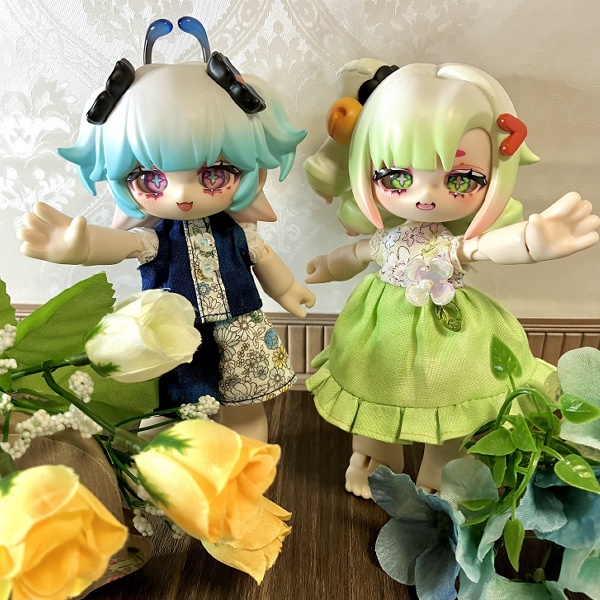 【ドール】1/12size:虫虫カフェのお花のシャツ&パンツセット