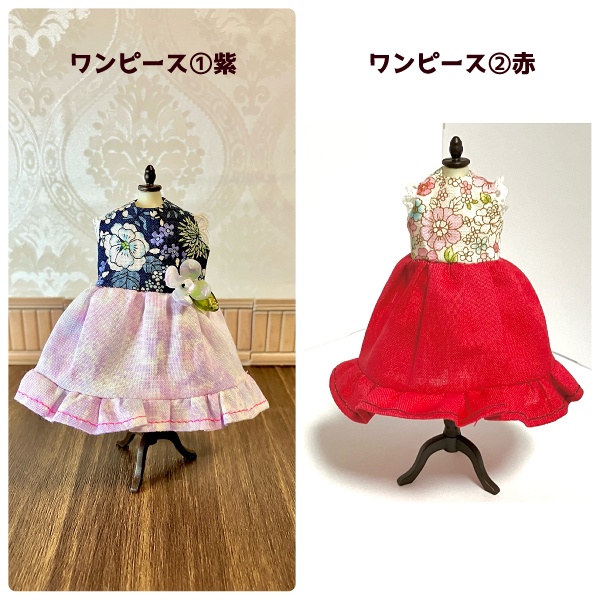 【ドール】1/12size:虫虫カフェのお花のワンピース